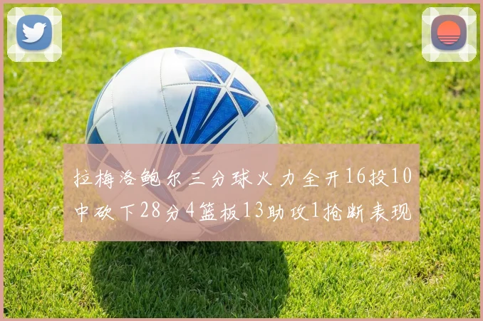 拉梅洛鲍尔三分球火力全开16投10中砍下28分4篮板13助攻1抢断表现惊艳